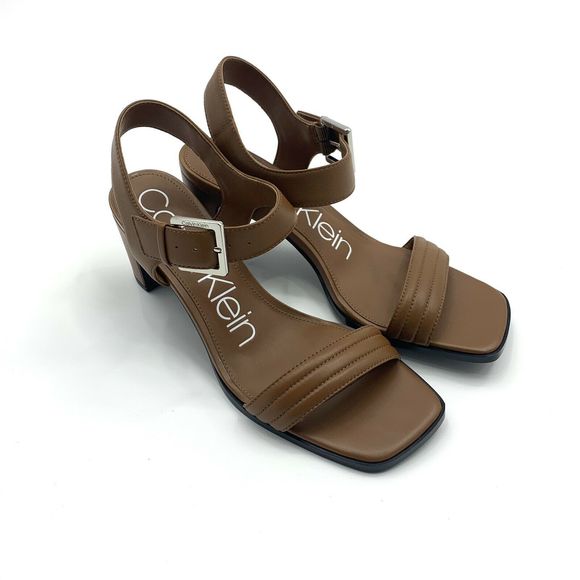 Calvin Klein Tan Darla Leather Block Heel Size 8.5 - Picture 2 of 11